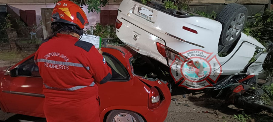 Concepción del Uruguay Choque múltiple y vuelco dejó un herido con