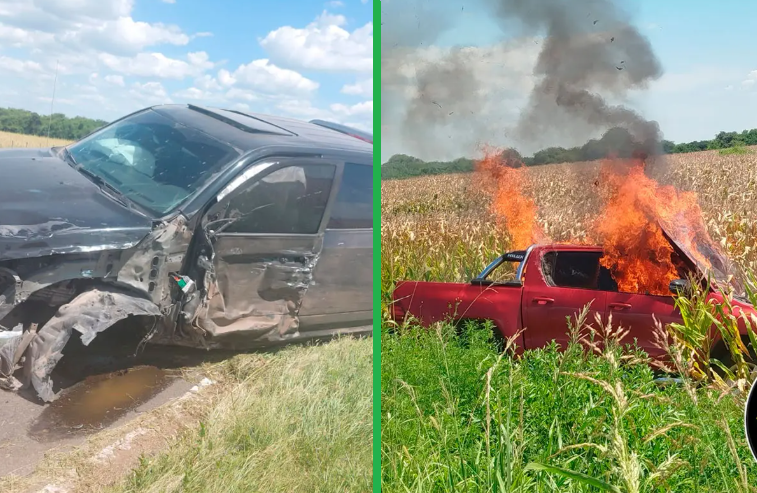 Se produjo un choque frontal de camionetas en la Ruta 12: una se incendió | GENESIS24.NET > Portal Multimedia Líder en Noticias